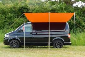 Die seitenwand lässt sich auch hochrollen. Vw T4 T5 T6 Wasserdich Vordach Markise Sonnensegel Glanzenden Orange Ebay