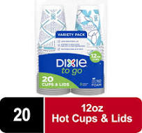 Dixie To Go Disposable Paper Cups, 12 oz, Multi-Color, 20 Count- Pack of 3