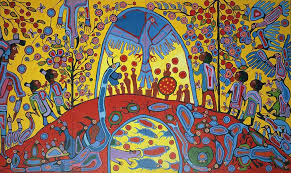 Norval Morrisseau Androgyny 1983 Acrylic On Canvas 366 X 610 Cm Aboriginal Affairs And Northern Development Canada Aboriginal Art Collection Gatineau Qc