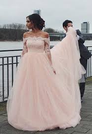 Pale Pink Wedding Dress With Sleeves In 2020 Blush Pink Wedding Dress Pink Wedding Dresses Wedding Dresses Blush