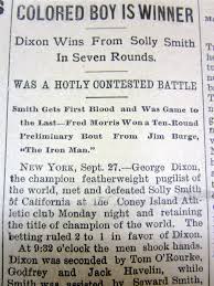 1893 Laramie WYOMING newspaper NEGR0 BOXER GEORGE DIXON vs Hispanic SOLLY  SMITH