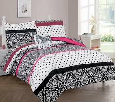 Black And Gray Bed In A Bag Twin Hot Pink Black White Zebra Damask Dots 8pc Comforter Sheet Set Twin Full Bed Bag Ebay In 2020 Twin Sheet Sets Full Bed White Zebra