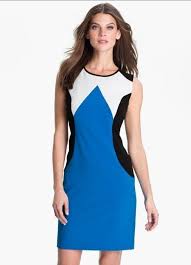 Calvin Klein Sleeveless Blue Black White Colorblock Sheath Dress 10 New C351 Sheath Dress Dresses Calvin Klein