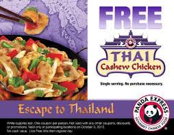 Panda Express Free Thai Cashew Chicken Entree Oct 3 2012 Freebie Cashew Chicken Thai Cashew Chicken Panda Express