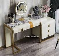 Penteadeira luxuosa com armário, moderna, penteadeira para quarto, móveis,  aço inoxidável, espelho