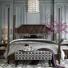 Find bassett furniture from a vast selection of bedroom sets. Gorgeous Bedroom 4 Poster Bed Geometric Fabric Bench Silver Grey Purple Chocolate Brown And Hint Of Bedroom Inspirations Gorgeous Bedrooms Bedroom Decor