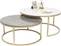 Gold/marble medium round marble coffee table set. Kare Mystic Round Design Side Table Set Of 2 Diameter 90 Cm Marble Side Table Elegant And Subtle Coffee Table H W D 55 X 90 X 90 Cm Amazon De Home Kitchen
