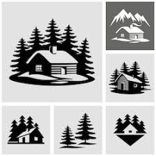 Stock Image Buildings Landmarks Cabin Tattoo Silhouette Clip Art Log Cabin