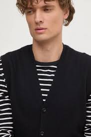 Vlněná vesta United Colors of Benetton, barva černá