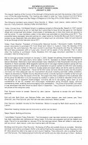 BROWNSVILLE BOROUGH FAYETTE COUNTY PENNSYLVANIA JANUARY 9,2020 The regular  meeting of the Council of the Borough of Brownsville