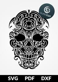Svg Pdf Dxf File Sugar Skull Digital Stencil Wall Stencil Papercut Diy Project Printing Temp Skull Stencil Sugar Skull Stencil Skull Tattoo Design