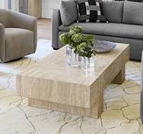 Mesa de café de travertino beige, muebles de mármol, tapa de ...