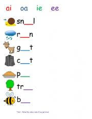 The best source for free math worksheets and distance learning. Vowel Digraphs Ai Oa Ie Ee Esl Worksheet By Kebabsalad1