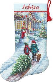 Check spelling or type a new query. Amazon Com Dimensions 70 08995 Holiday Tradition Diy Personalizable Christmas Cross Stitch Stocking Kit 16 L 14 Count Light Blue Aida Various