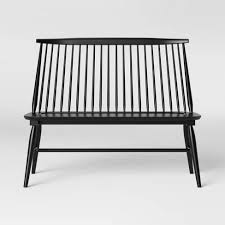 Black Bench With Backrest Harwich High Back Windsor Bench Black Threshold Windsor Bench Black Dining Bench Wooden Bench Indoor