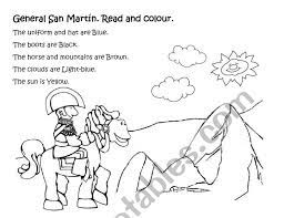 Jadon sancho spotted in man utd training for first time after £77.5m transfer. Argentina Argentinian Hero General Jose De San Martin Read And Colour Esl Worksheet By Teachersil27