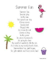 Summer Fun Poem Find Rhyming Words Best Poems Summer Poems