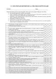 Elevul aa ce a realizat bine, care tinte au fost. Pdf Chestionar Referitor La Stilurile De InvÄÅ£are Popa Mihaela Camelia Academia Edu