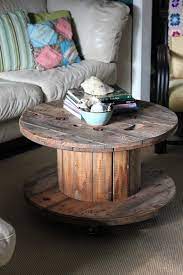 We got our wire spool top from a local company. Before And After A New Coffee Table Spool Furniture Spool Tables Cable Spool Tables