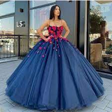 Ball dresses women gown party. Ball Gown Prom Dresses 2020 Evening Dresses Flowers Prom Dresses Navy Blue Prom Dresses Puffy Ev On Luulla Ball Gowns Prom Ball Dresses Blue Ball Gowns