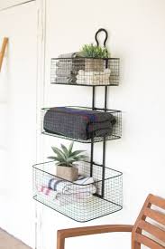 Organizing The Farmhouse Way Mycreativedays Baskets On Wall Metal Wall Basket Bathroom Wall Storage