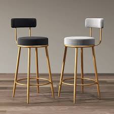 Modern bar stools for your living room. Gray Counter Height Bar Stool Velvet Upholstery Counter Stool Footrest In 2021 Bar Chairs Kitchen Modern Bar Stools Luxury Bar Stools