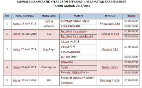 Program ujian praktik pai sd 2015 2016. Jadwal Pelaksanaan Ujian Praktik Kelas 6 Sdn Sekarjati 1 Kecamatan Karanganyar Tahun 2019 Mariyadi Com