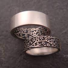 Womens Wedding Ring Set Womens Wedding Band Set Cherry Blossom Silver Wedding Band Sterling Silver Mens Wedding Band Womens Wedding Ring Silver Wedding Bands Womens Wedding Bands Sterling Silver Mens Wedding