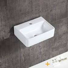 Yeenodo 16 Inch By 12 Inch Ceramic Bathroom Sink Small Vessel Sink Small Wall Hung Sink 16 Above Counter Vessel Sink M Small Vessel Sinks Sink Vessel Sink