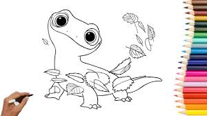 Gambar frozen 2 hitam putih untuk mewarnai. Cara Menggambar Bruni Kadal Api Di Frozen 2 How To Draw Bruni The Fire Salamander Youtube