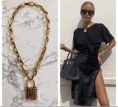 Gold Chunky Padlock Lock Necklace Choker Chain Dior Fashion Luckylocket Padlocknecklace Locknecklace