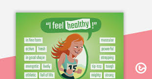 Health care and a healthy lifestyle, and to .. Healthy Synonyms Poster Teaching Resource Teach Starter