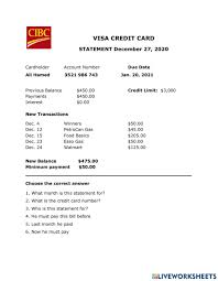 Have questions about your credit card statement? Credit Card Statement Worksheet