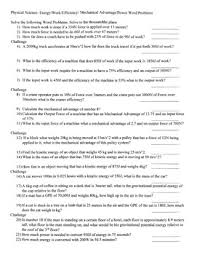 56 homework mechanical advantage worksheet: Work Power Efficiency Ke Gpe Mechanical Advantage Stations And Worksheets