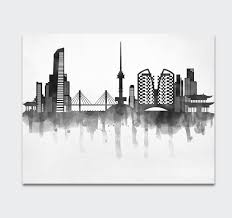 Instant Download Seoul Skyline City Black White Grey Cityscape Etsy In 2020 Abstract Art Landscape Landscape Art Painting Seoul Skyline