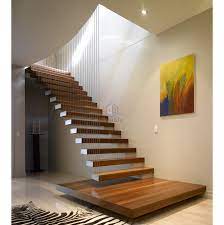 A modern apartment that features a palette of greys and wood to create a masculine interior design. China Contemporary Straight Stairs Floating Staircase With Wood Tread Invisible Stringer China Stringer Hiding Staircase Floating Stair