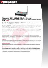1x wired connection(computer, game console or. Intellinet Network Solutions 150n Adsl2 Network Router User Manual Manualzz
