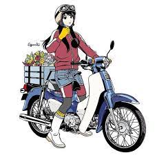 スーパーカブ誕生60周年記念の江口寿史イラストtシャツが スーパーカブ誕生60周年記念の江口寿史イラストtシャツが 江口寿史 イラスト バイク アニメ 江口