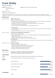 Resume templates find the perfect resume template. Electrician Resume Examples Apprentice Journeyman Master