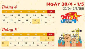 Trong đó, ngày 30/4 và 1/5 là ngày nghỉ lễ; Ljq99km7lywm0m
