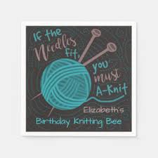 The woman shrugs her shoulders and says i don't know how to knit arms. Knitting Jokes Crafts Party Supplies Zazzle