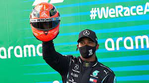 Lewis hamilton unveils his striking new helmet the brit's helmet design was put by mercedes on its twitter account. Records Are There To Be Broken Hamilton Presented With Schumacher S Helmet Sports News The Indian Express