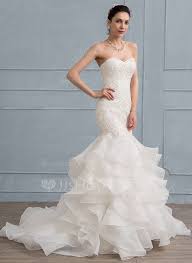Us 324 00 Trumpet Mermaid Sweetheart Sweep Train Organza Lace Wedding Dress Jj S House Fancy Wedding Dresses Stunning Wedding Dresses Bridal Gown Inspiration