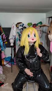 Kigurumi vinyl Suit Breathhood and Tube under mask Breathplay