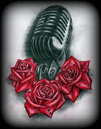 A stunning tattoo design that you are sure to love. Old Microphone And Roses Tattoo Design By Calebslabzzzgraham On Deviantart