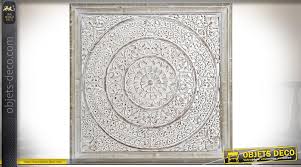 Support escalier en bois de manguier. Grande Fresque Murale Blanche En Bois Sculpte Mandala Et Fleurs 91 X 91 Cm
