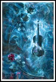 Black And White Music Artwork Print Wall Art Painting Blue Abstract Artwork Home Decor Rose Flower Music Violin Art Photography Blue Artwork Abstract Music Artwork Artwork Painting