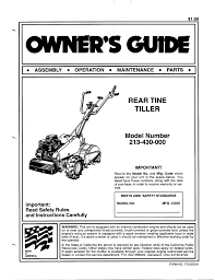 With proper care, your tiller will provide many years of service. Mtd 213 430 000 Owner S Manual Pdf Download Manualslib