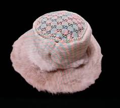 White Rabbit Fur With off White Brim Hat Handmade