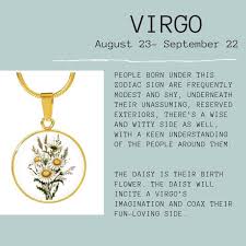 What S Your Zodiac Sign Daisys Are The Virgo Birth Month Flower Come Shop Our Beautiful Daisy Flower Jewelry Looking For A Ne Virgo Virgo Jewelry Virgo Girl